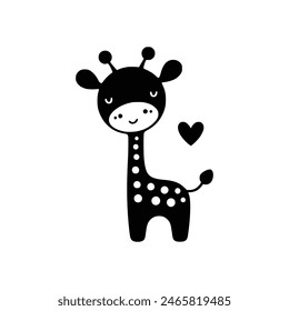 Simple Cartoon Giraffe Silhouette Vector Perfect for Children's Projects and Educational Materials