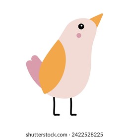 Simple cartoon hand drawn bird vector illustration isolated on white background.