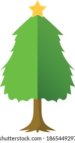 Simple cartoon hand drawn vector Christmas tree with ornaments