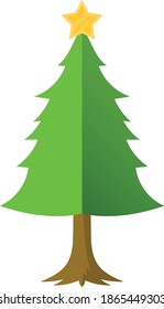 Simple cartoon hand drawn vector Christmas tree with ornaments