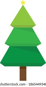 Simple cartoon hand drawn vector Christmas tree with ornaments