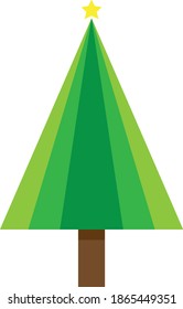 Simple cartoon hand drawn vector Christmas tree with ornaments