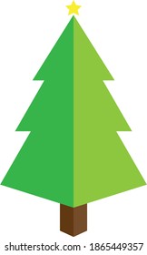 Simple cartoon hand drawn vector Christmas tree with ornaments