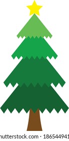 Simple cartoon hand drawn vector Christmas tree with ornaments