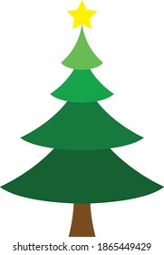 Simple cartoon hand drawn vector Christmas tree with ornaments