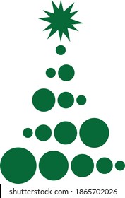Simple cartoon hand drawn vector Christmas tree with ornaments