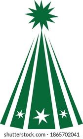 Simple cartoon hand drawn vector Christmas tree with ornaments