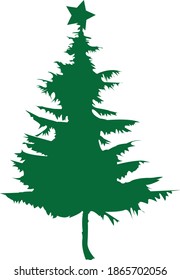 Simple cartoon hand drawn vector Christmas tree with ornaments
