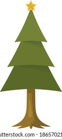 Simple cartoon hand drawn vector Christmas tree with ornaments