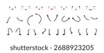 Simple cartoon hands legs face. Kawaii style face elements, cute emotions. Feet and arms in various poses for different characters, vector clipart