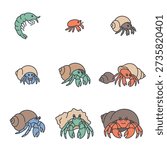 Simple Cartoon Hermit Crab Illustration with Shell