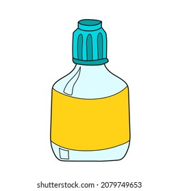 Simple cartoon icon. A bottle or vial. Vector hand drawn illustration on white