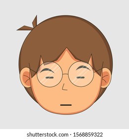 simple cartoon icon design with stiff expression 