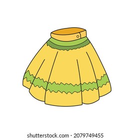 Un simple icono de caricatura. Ilustración de la linda caricatura de falda amarilla sobre blanco