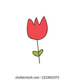 Simple cartoon icon on white background - tulip blooms. 8 March. Women spring day