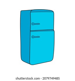 Simple cartoon icon. Refrigerator vector cartoon illustration on white