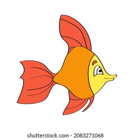 Un simple icono de caricatura. Icono vectorial de los peces de dibujos animados con una sonrisa linda sobre blanco