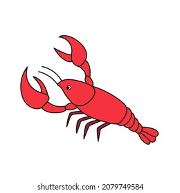 Simple cartoon icon. Vector illustration of red Cartoon shrimp cancer