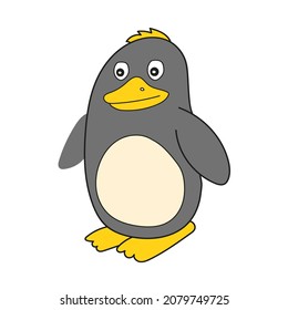 Simple cartoon icon. Vector illustration of Penguin cartoon for kids