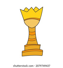 Simple cartoon icon. Yellow Chess coloring book. Hand drawn Vector. Vector hand drawn illustration on white