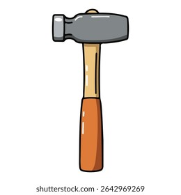 Uma ilustração simples de desenho animado de um martelo de garra com uma alça de madeira. Representa projetos de construção, construção, reparo e bricolage. Um ícone de ferramenta clássico para temas de trabalho manual ou de hardware.