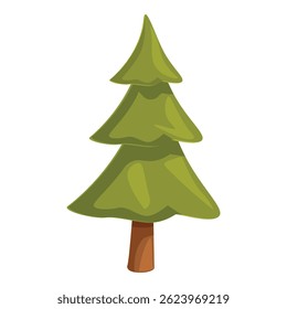 Ilustração de desenho animado simples de árvore sempre verde isolada no fundo branco, perfeito para projetos de natal