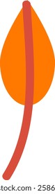 Simple cartoon illustration featuring an orange leaf with a gently curved stem, capturing the essence of fall and the beautiful transformation of colors in nature