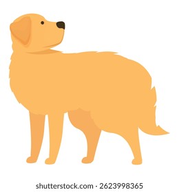 Simple cartoon illustration of a golden retriever dog standing and looking up
