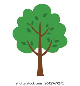 A simple cartoon illustration of a green deciduous tree with a brown trunk. A basic, versatile graphic for nature, environment, ecology, or park-related designs and icons.