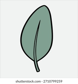 Ilustración de dibujos animados simples de una hoja verde sobre un fondo liso.