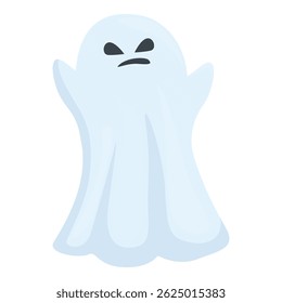 Simple cartoon illustration of an irritated ghost, perfect for halloween projects