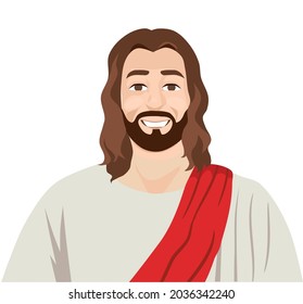 Simple cartoon illustration of Jesus Christ, isolated on white.