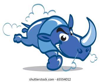 Simple cartoon illustration of a rhino charging.