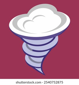 A simple cartoon illustration of a tornado, a powerful and destructive force of nature. This graphic is perfect for use in weather forecasts, educational materials.