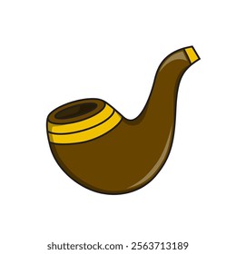 A simple cartoon illustration of a wooden smoking pipe. The pipe has a curved stem and a bowl for holding tobacco. This image is commonly associated with smoking, vintage style, and gentlemen.