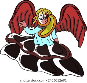 simple cartoon image of a winged angel greeting