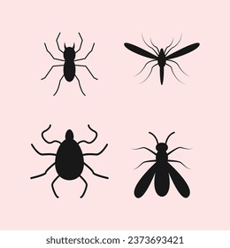 Simple cartoon Insects silhouette premium vector illustration