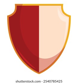 Simple cartoon like red and white shield with gold borders standing guard