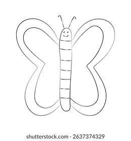Simple cartoon line drawing of butterfly