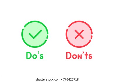 simple cartoon linear dos and donts icon. flat trend modern outline logotype graphic art ui design isolated on white background. concept of web confirmation for website or checkmark tick checkbox