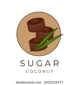 Simple cartoon logo of brown palm sugar or coconut sugar 