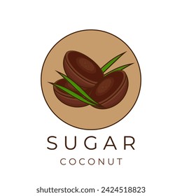 Simple cartoon logo of gula jawa javanese sugar brown sugar 