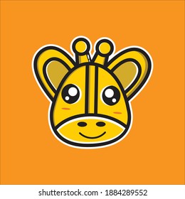 simple cartoon mascot giraffe head vector design eps 10