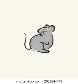 Simple cartoon mouse logo. Modern geometric mouse outline, vector illustration.EPS 10