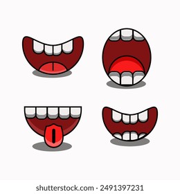 simple cartoon mouth bundle colored vector isolated illustration	