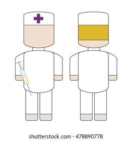Simple cartoon nurse with a syringe