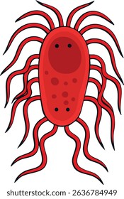 Simple Cartoon Paramecium Cells on White Background