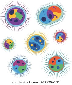 Simple Cartoon Paramecium Cells on White Background