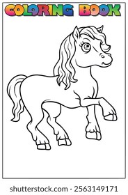 Simple cartoon pony waiting to be colored, perfect for children's activity books.