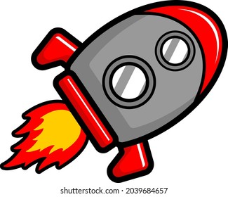 einfache Cartoon Rocket Ship Vektorgrafik